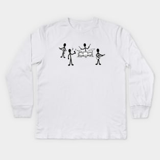 Rock Band Stick Figure Kids Long Sleeve T-Shirt